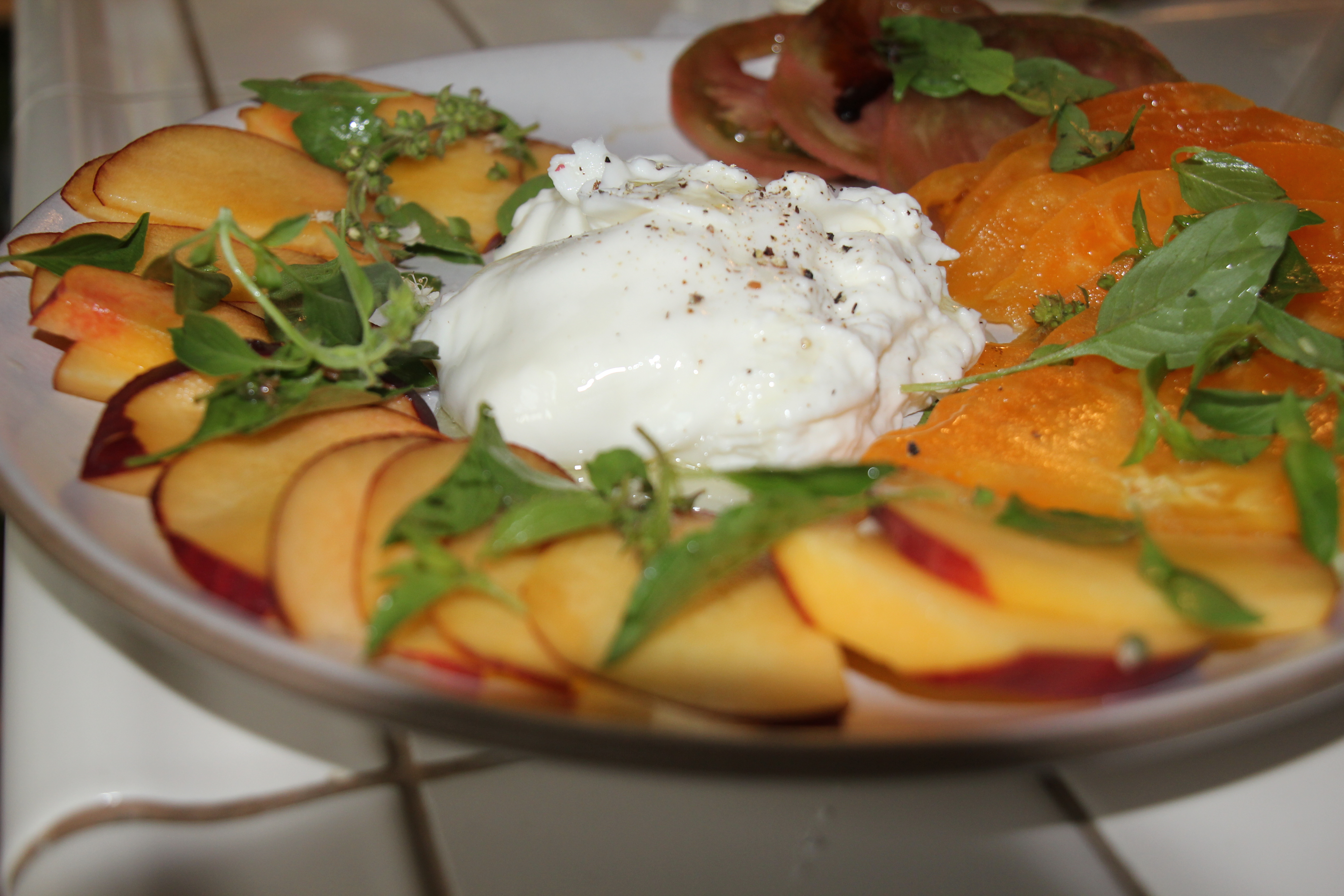Heirloom Tomato, Peach and Burrata Salad